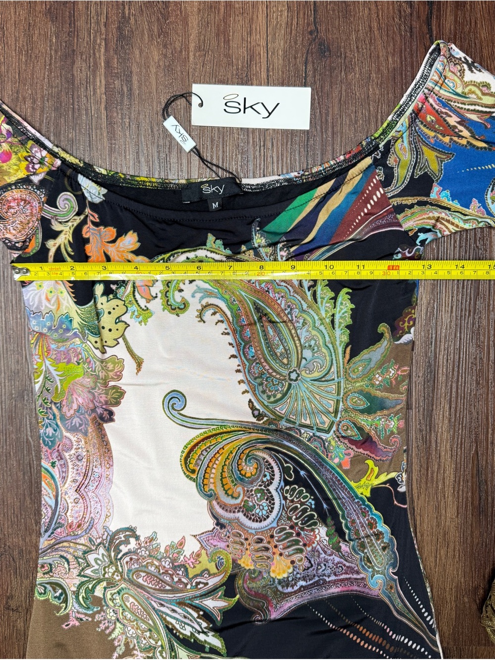 Sky Multicolor Paisley Print Mini Dress with Balloon Sleeves - Picture 8 of 10
